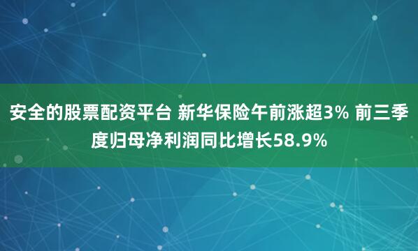 安全的股票配资平台 新华保险午前涨超3% 前三季度归母净利润同比增长58.9%