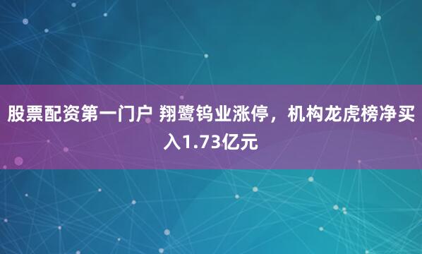 股票配资第一门户 翔鹭钨业涨停，机构龙虎榜净买入1.73亿元